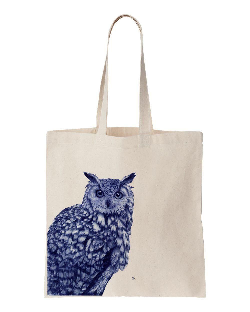 Blue Owl Printed Tote Bag Birthday Gift For Girl