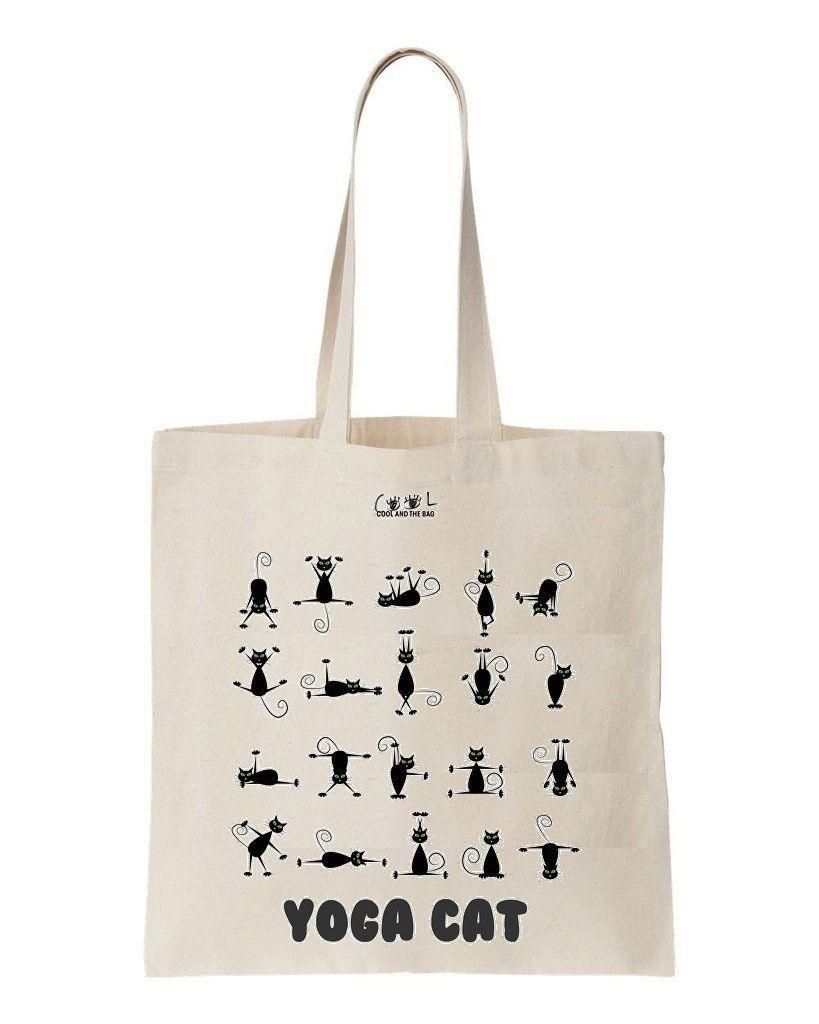 Cute Yoga Cat Printed Tote Bag Gift For Cat Lovers