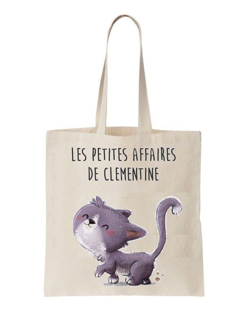 Purple Happy Cat Printed Tote Bag Birthday Gift For Girls