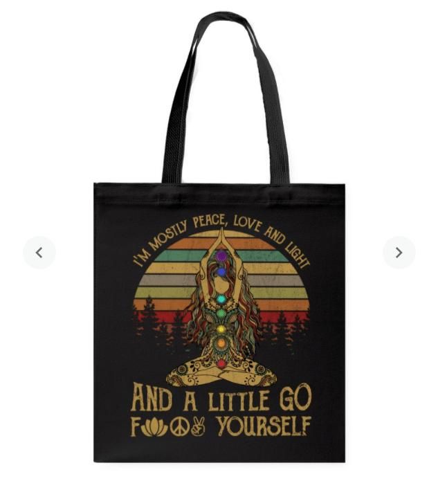I'M Mostly Peace Love And Light Yoga Retro Printed Tote Bag
