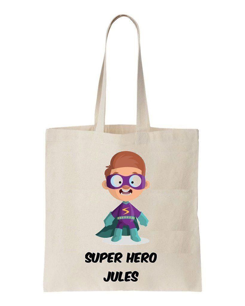 Cute Super Hero Custom Name Gift For Friends Printed Tote Bag