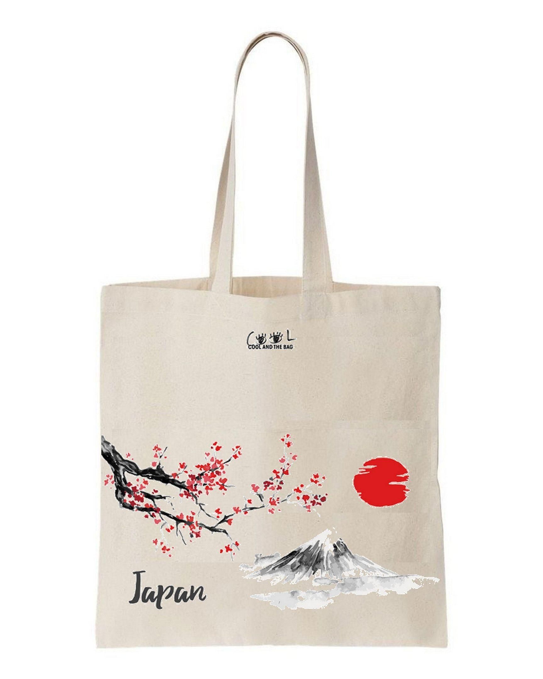 Japan About Things Wave Peach Blossom Printed Tote Bag Birthday Gift For Girl