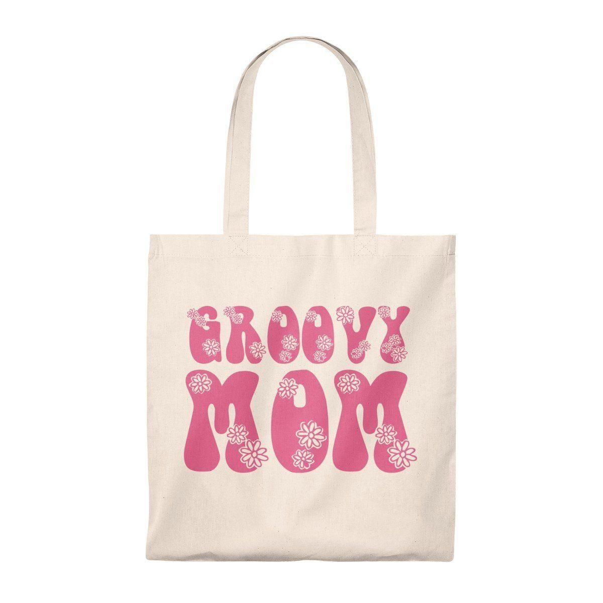 Groovy Mom Pink Snowflake Printed Tote Bag