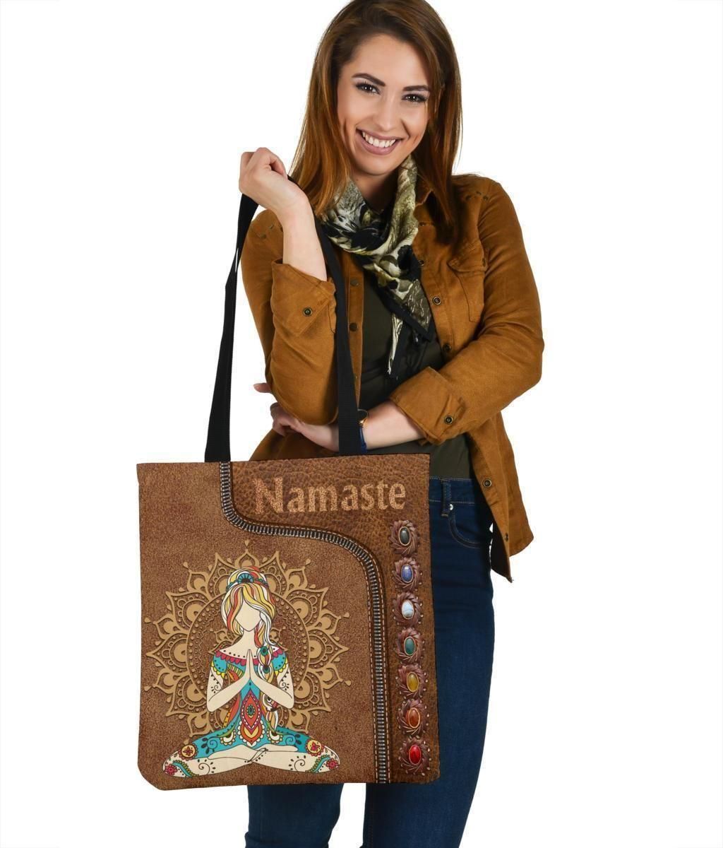 Namaste Yoga Mandala Chakra Gift For Yoga Lovers Printed Tote Bag