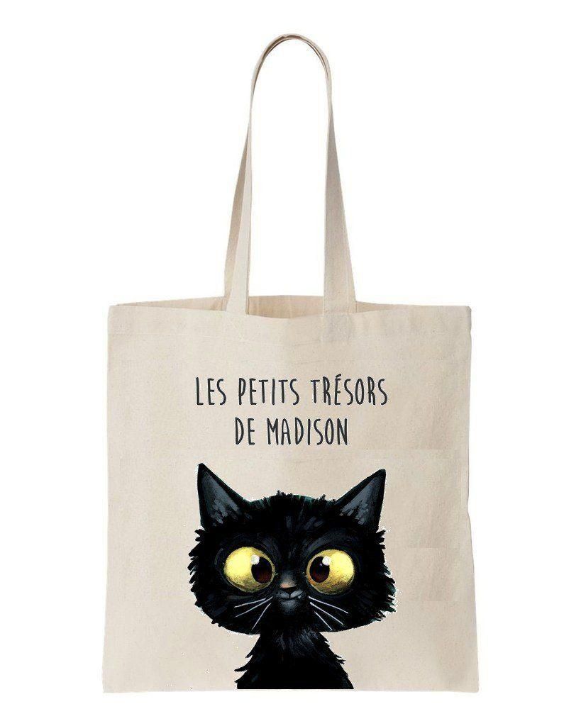 Black Cat Printed Tote Bag Birthday Gift For Girl