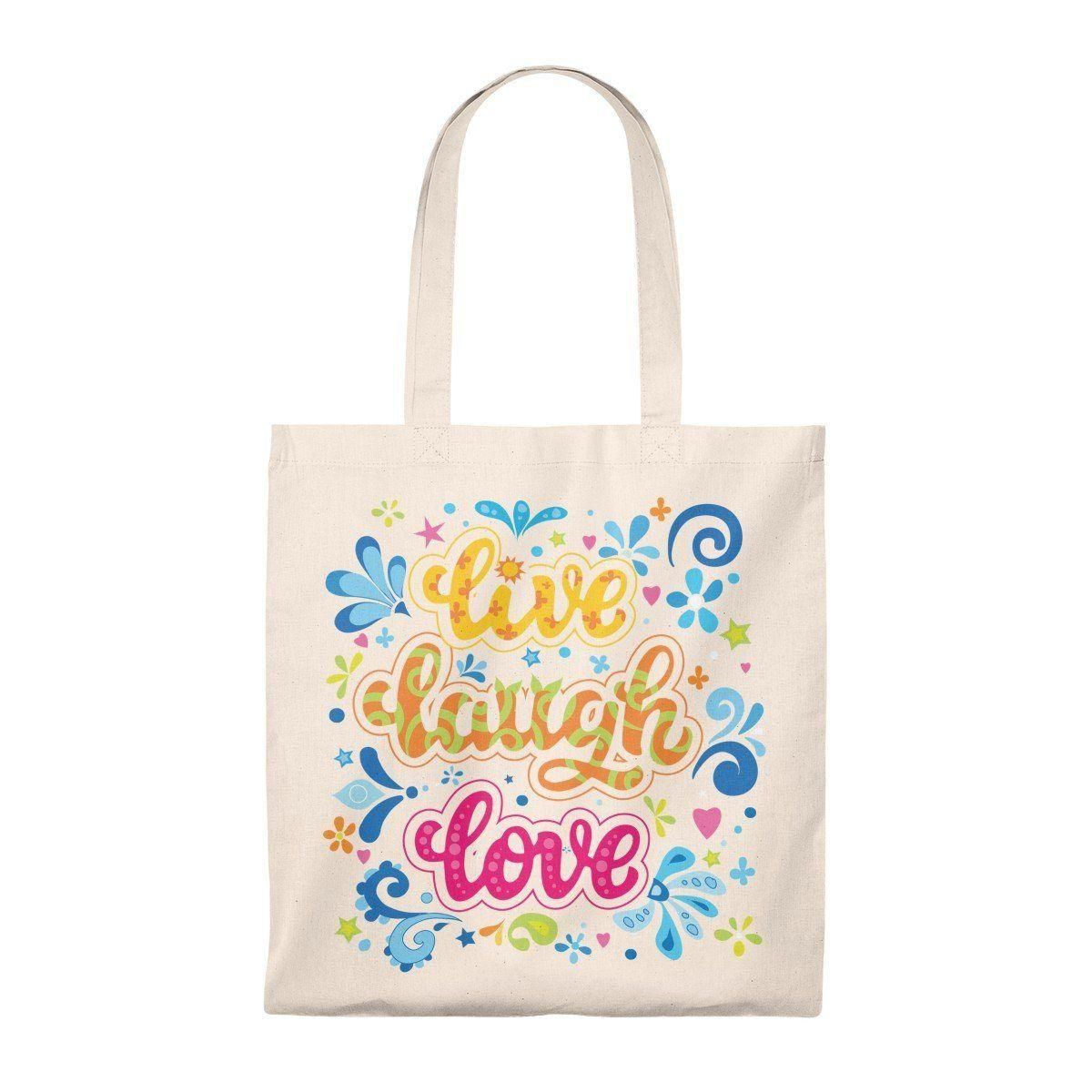 Live Laugh Love Colorful Art Printed Tote Bag