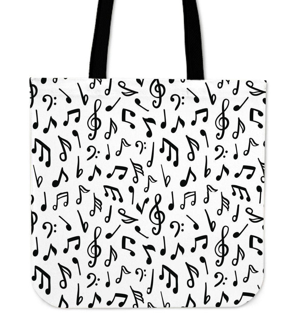 Music Notes All Over Printed Tote Bag