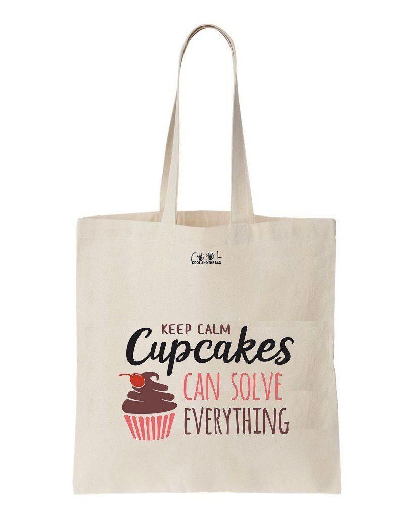 Keep Calm Cupcakes Can Solve Everything Printed Tote Bag Gift For Sweet Lovers