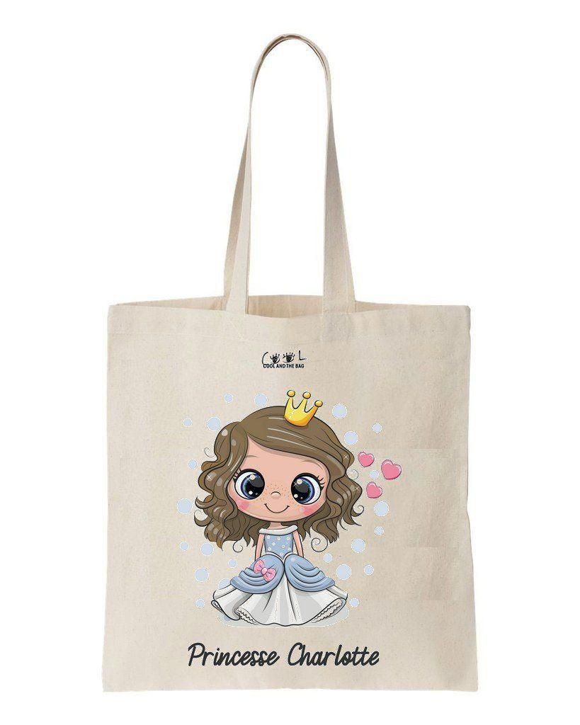 Cute Princess With Crown Gift For Girls Custom Name Printed Tote Bag