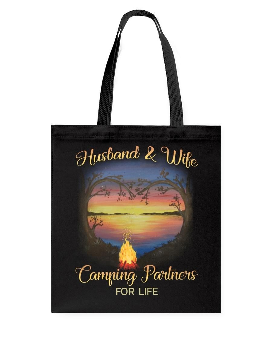 Valentine Day Gift Husband And Wife Camping Partners For Life Printed Tote Bag