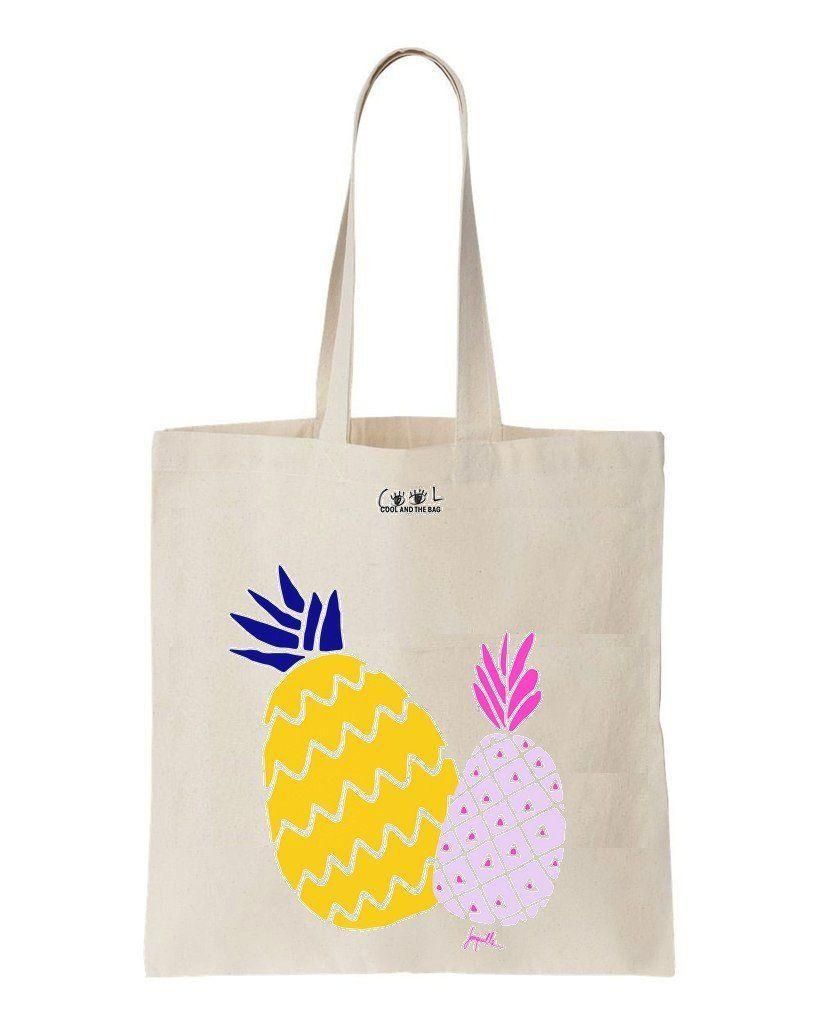 Yellow And Pink Pineapple Printed Tote Bag Birthday Gift For Girl