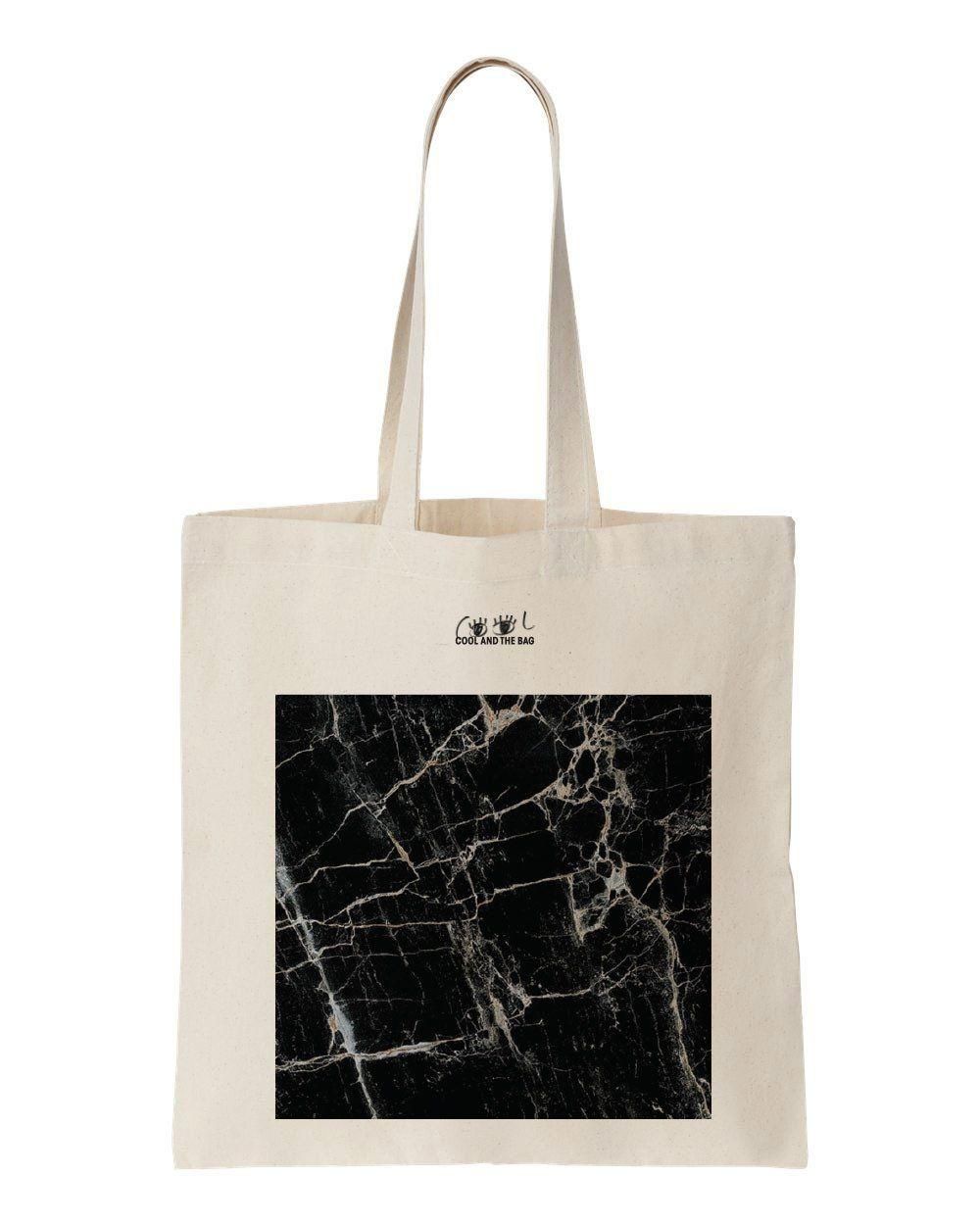 Grey And Black Marble Printed Tote Bag Gift For Women