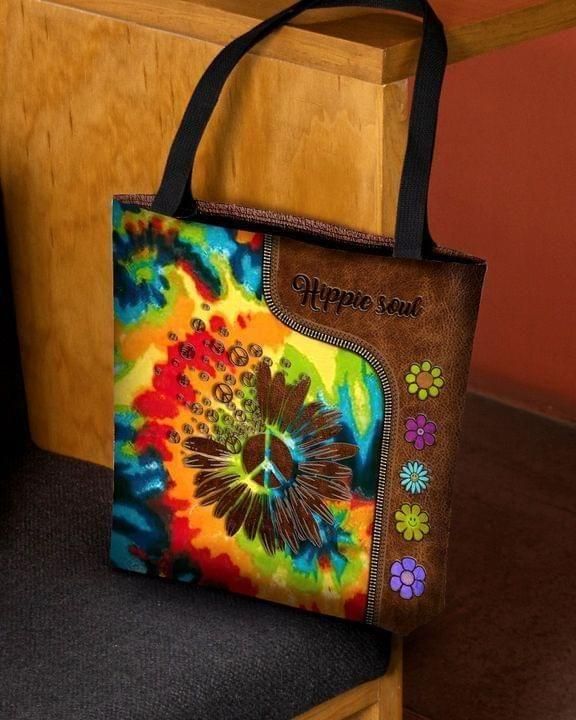 Tie Dye Hippie Lover Leather Pattern Printed Tote Bag PANCVTB003