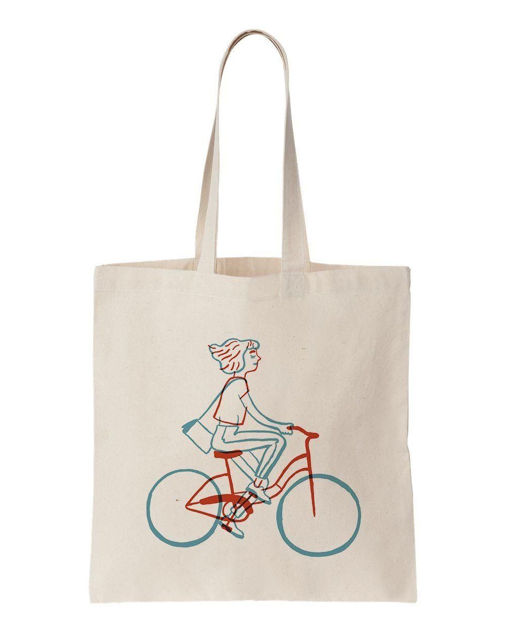 Girl Riding Bicycles Gift For Rider Printed Tote Bag