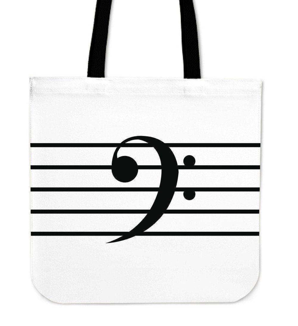 Treble Clef And Bass Clef Printed Tote Bag Birthday Gift Guitar Lovers