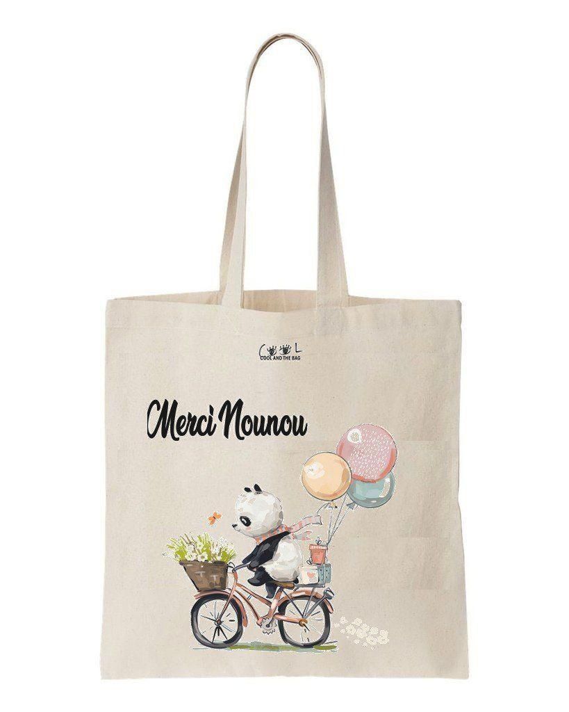 Thank You Nanny Panda Riding Bike With Balloon Printed Tote Bag Gift For Nanny