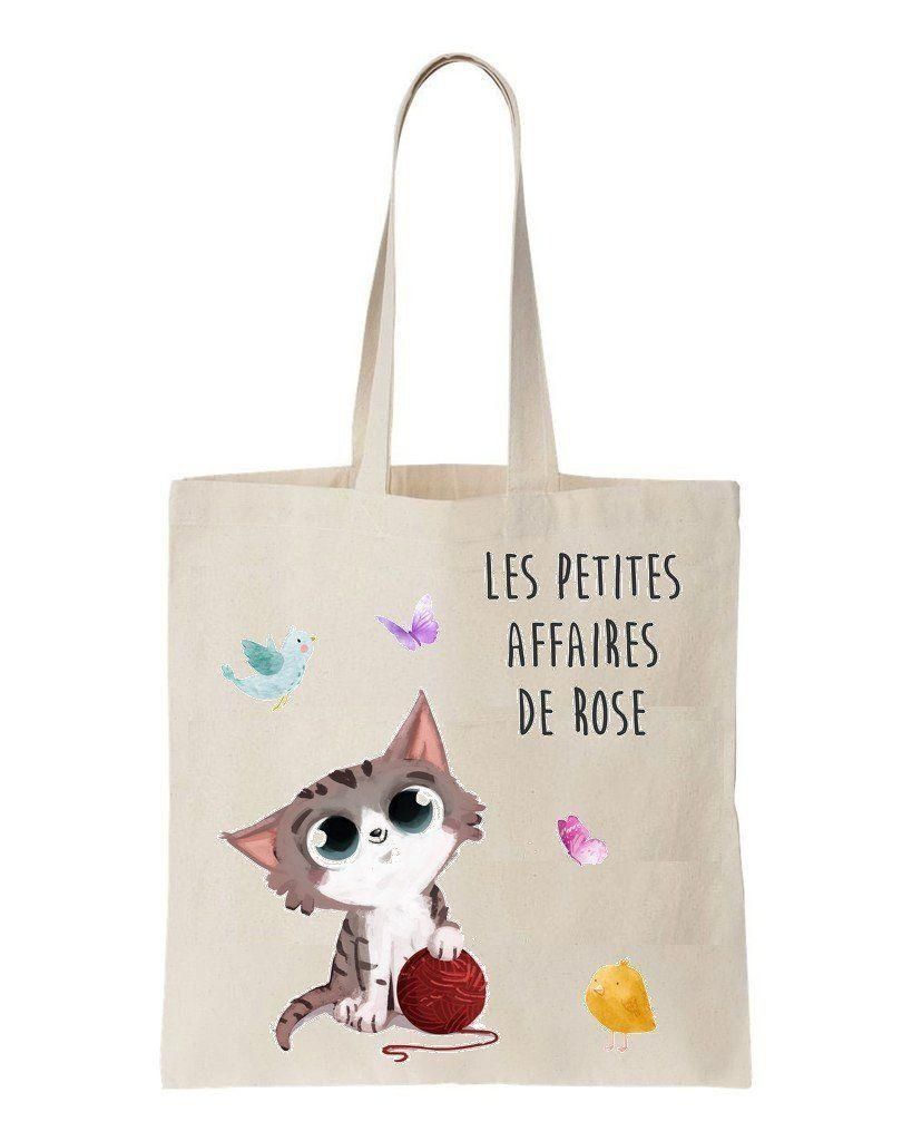 Cute Kitty Cat Les Patites Affaires De Rose Printed Tote Bag Gift For Cat Lovers
