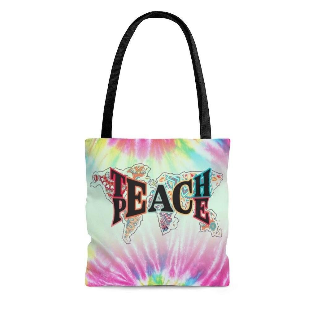 Teach Peace Tie Dye Printed Tote Bag