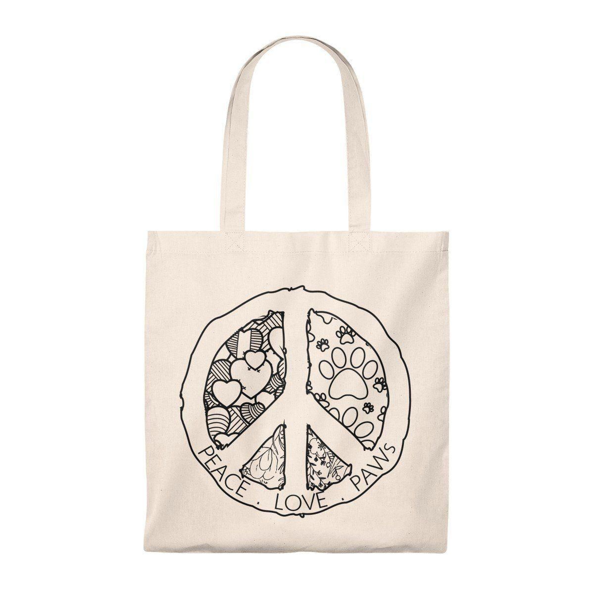 Peace Love Paws Printed Tote Bag
