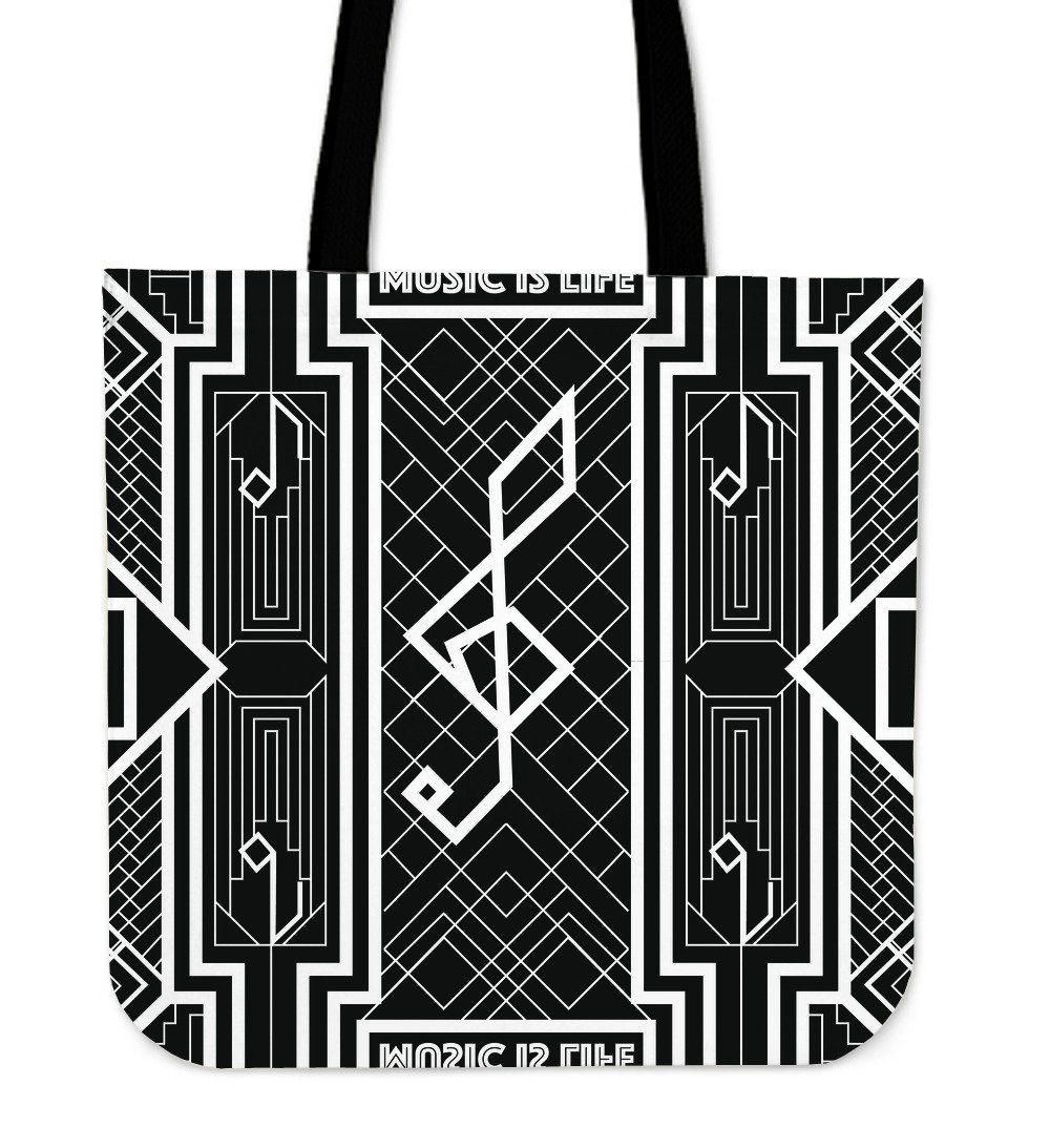 Black And White Art Decor Music Tote Bag