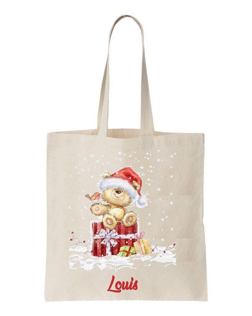 Noel With Bear Printed Tote Bag Christmas Gift For Girls