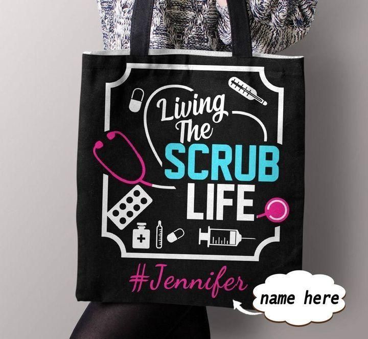 Nurse Scrub Life Custom Name Printed Tote Bag PANCVTB004