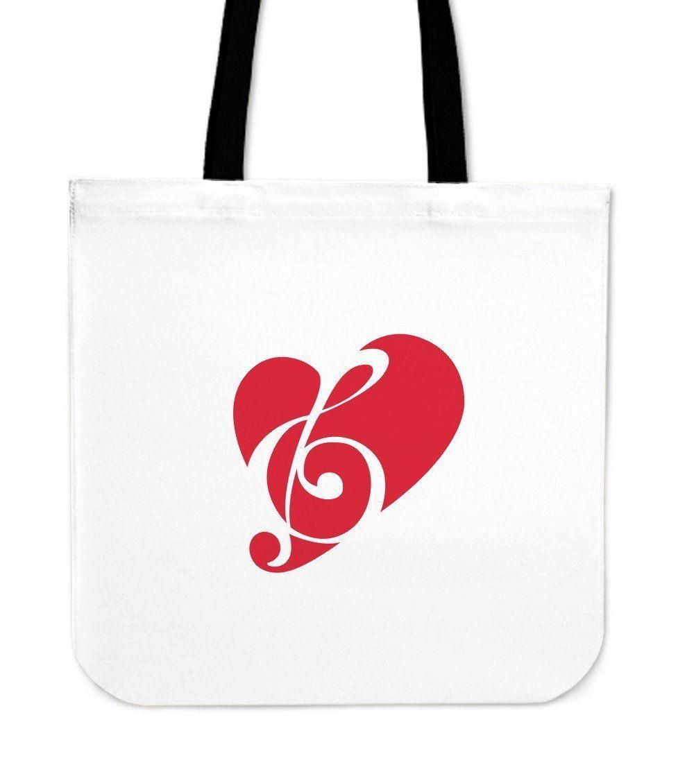 Birthday Gift For Girl Loves Music Music Heart Printed Tote Bag