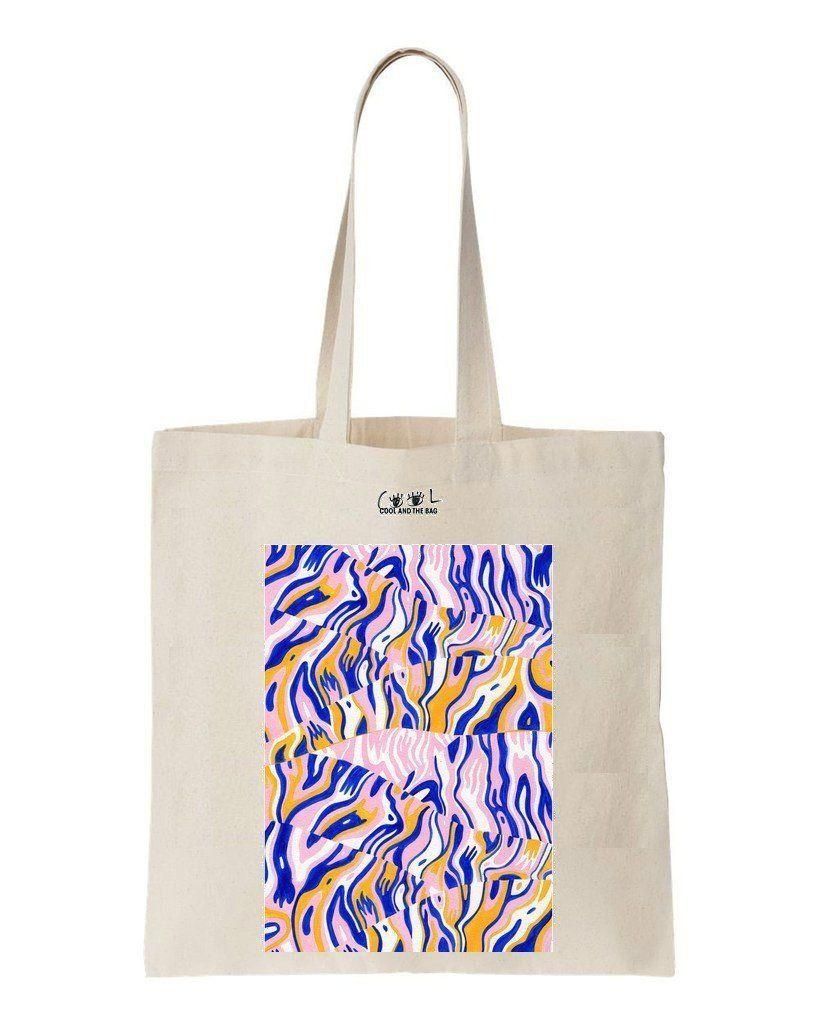 Yellow And Blue Marble Printed Tote Bag Gift For Girls