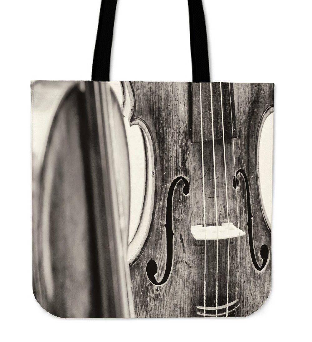 Cello Art Grey Printed Tote Bag