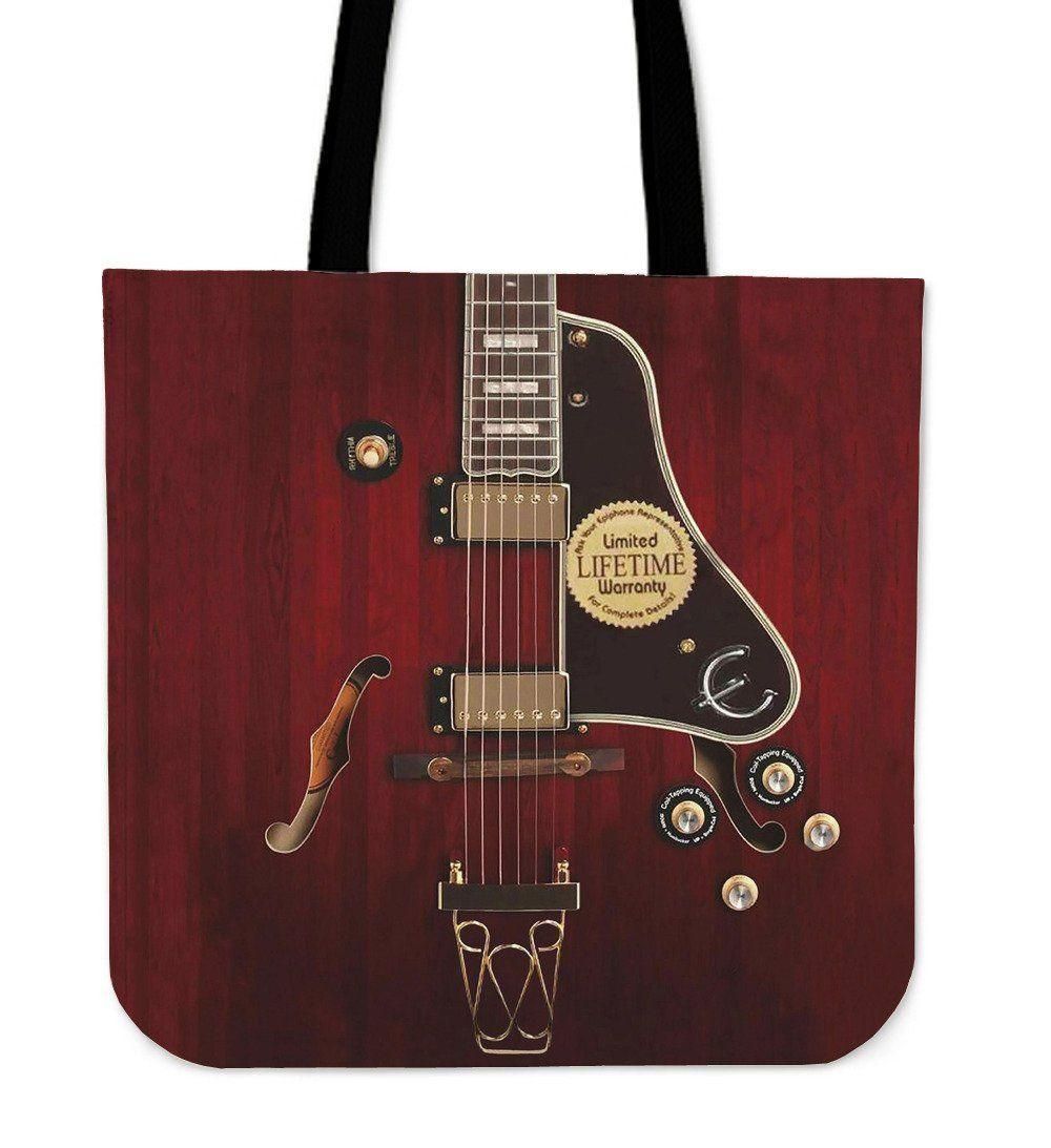 New Red Electric Guitar Printed Tote Bag
