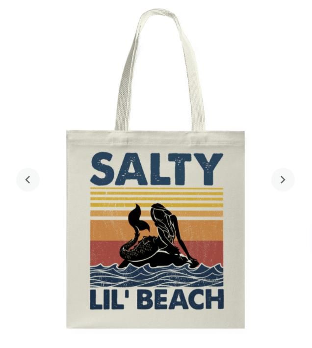 Salty Lil Beach Mermaid Printed Tote Bag