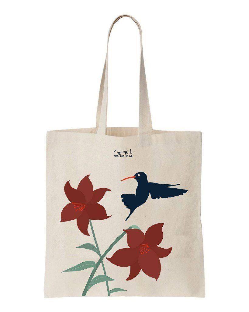 Flowers And Hummingbird Gift For Girls Printed Tote Bag