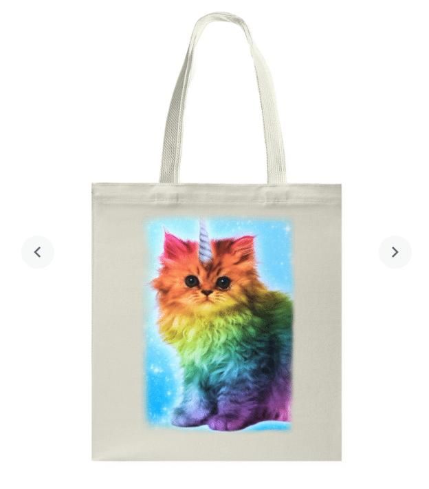 Rainbow Cute Unicat Printed Tote Bag