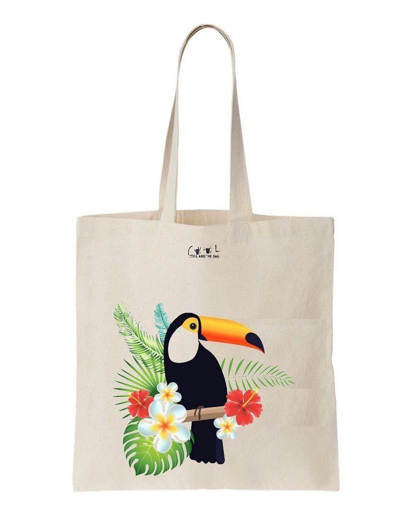Le Toucan Tropical Leaf Printed Tote Bag Birthday Gift For Girl