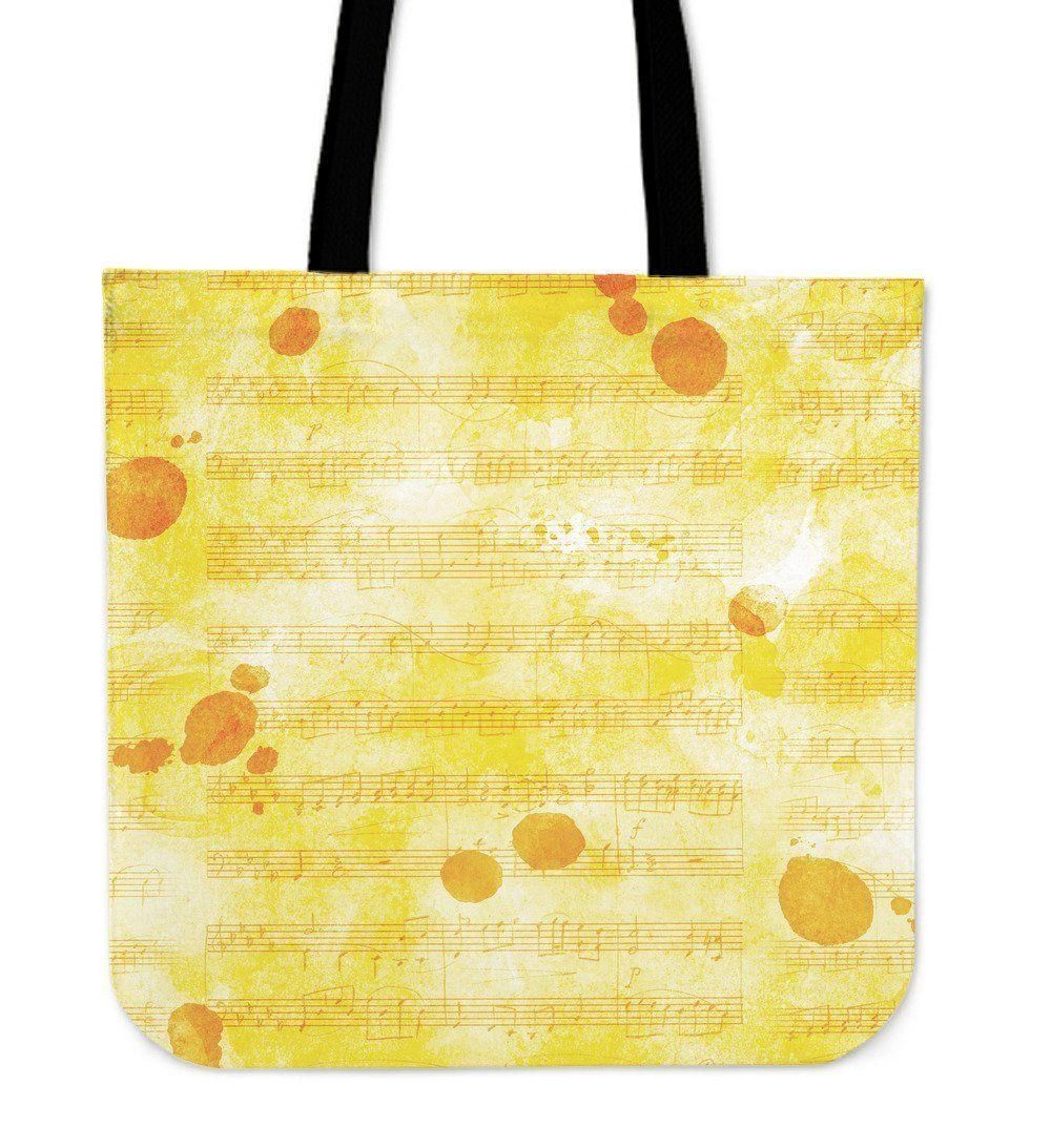 Sheet Music Yellow Printed Tote Bag Birthday Gift For Music Lovers