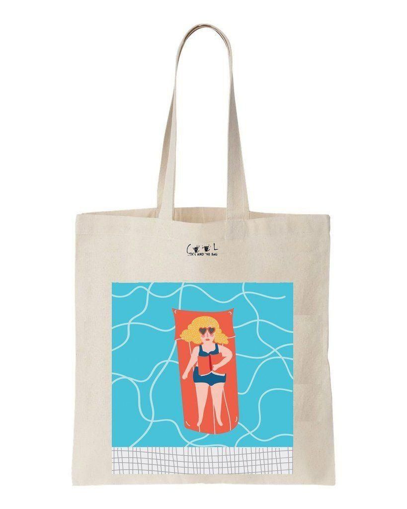 Swimming Pool Relaxing Time Printed Tote Bag Birthday Gift For Girl