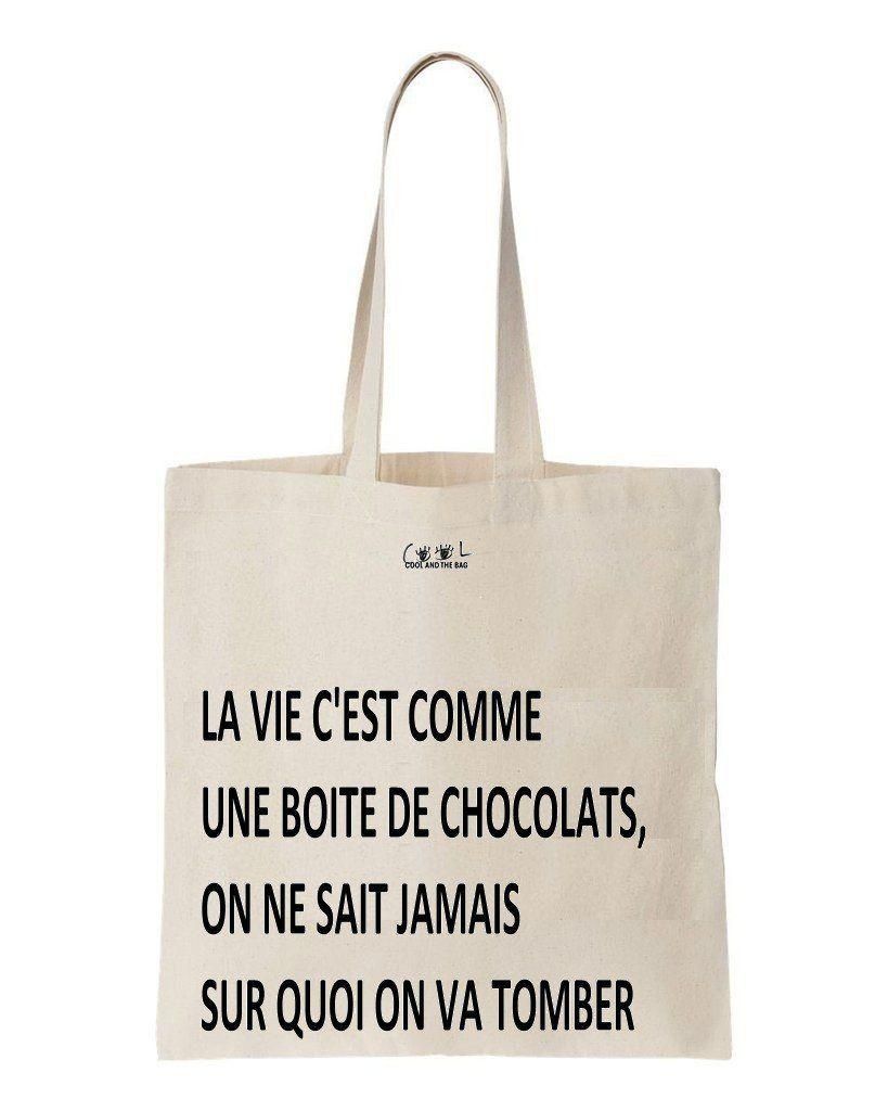 La Vie C'Est Comme Une Boite De Chocolats Printed Tote Bag Birthday Gift For Girls