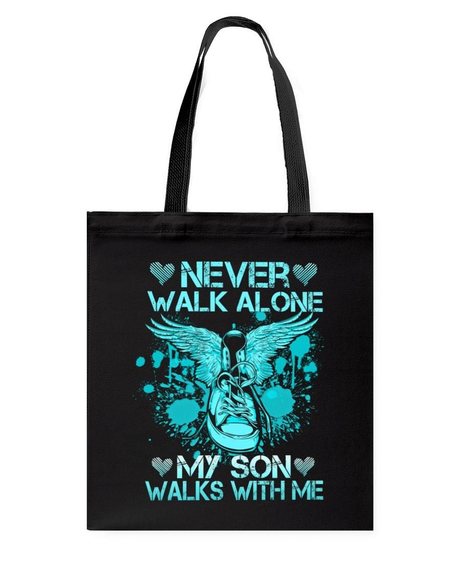Blue Splash Never Walk Alone My Son Walks With Me Printed Tote Bag