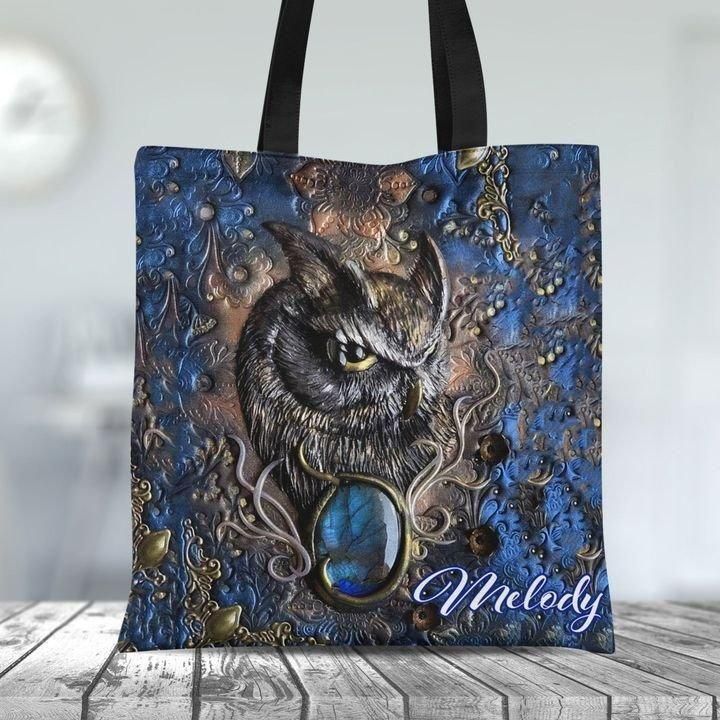 Love Owl Stoned Art Tote Bag Custom Name Tote Bag