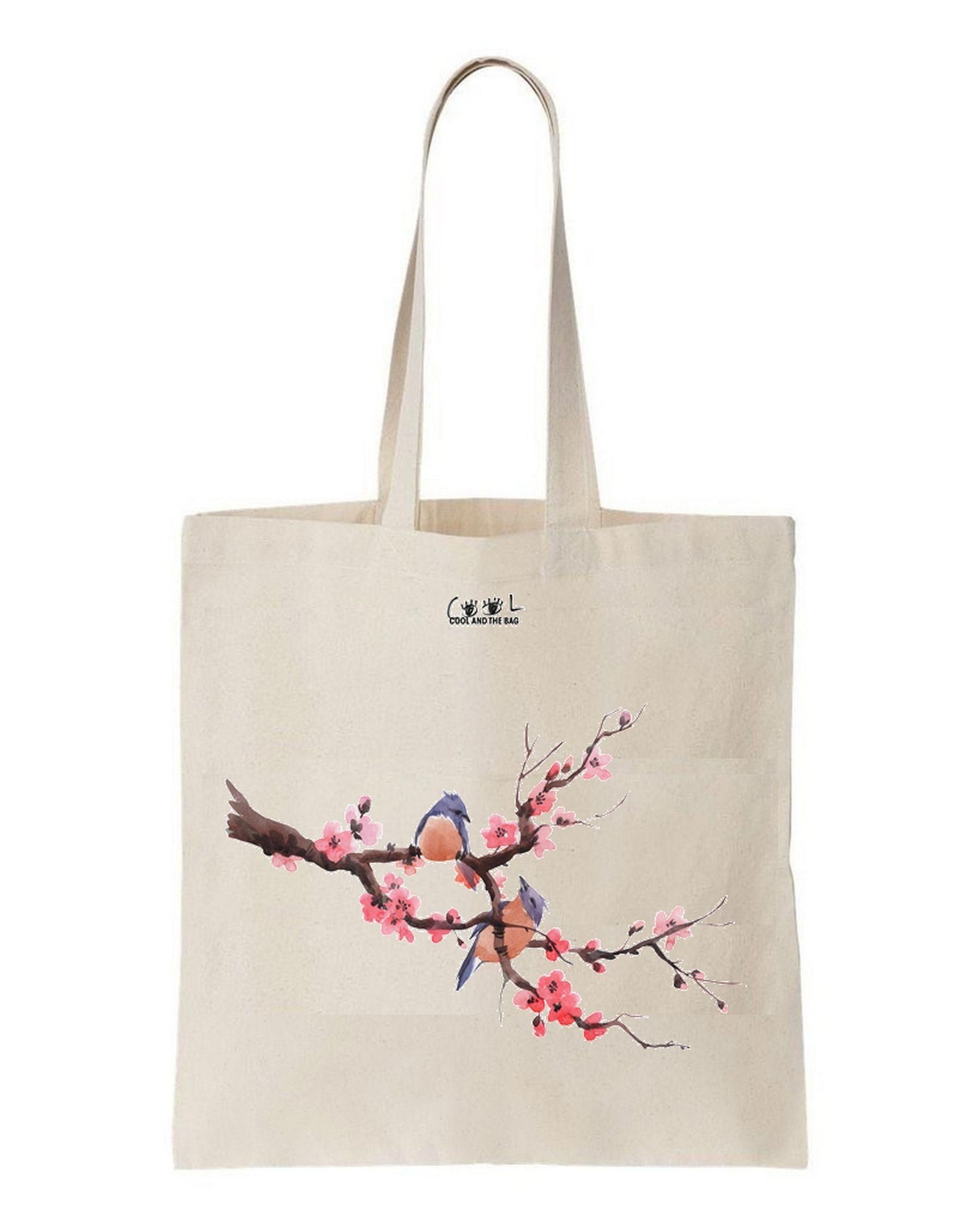 Awesome Blossom Birds Printed Tote Bag Gift For Girls