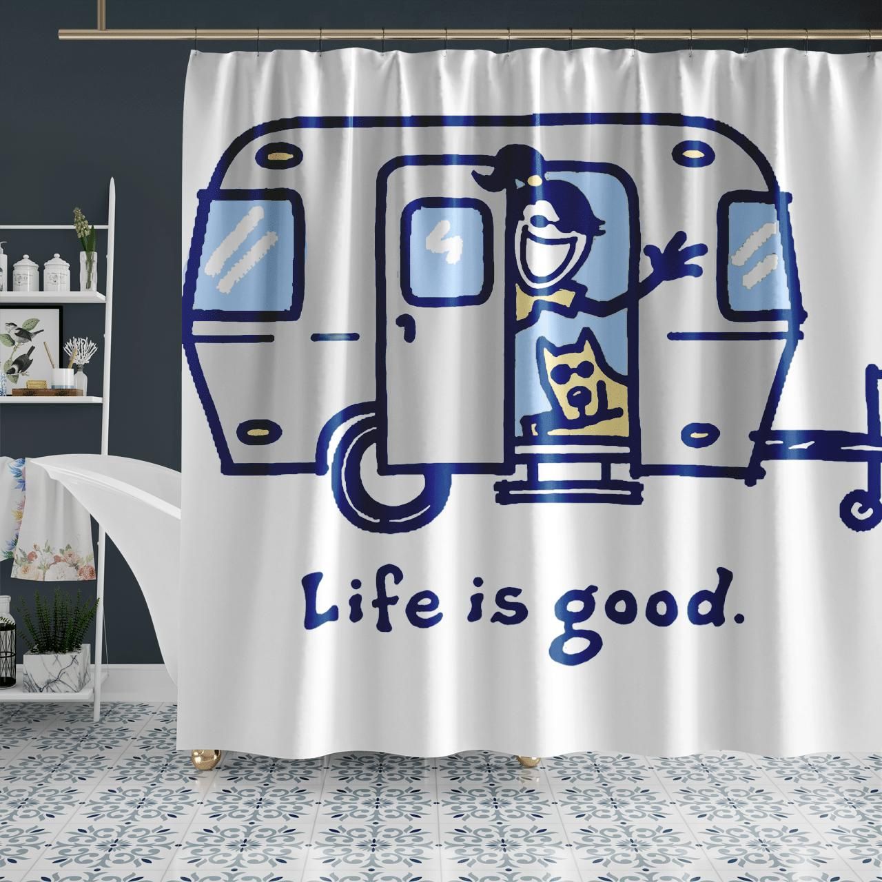 Life Is Good With Dog Gift For Dog Lovers Shower Curtain
