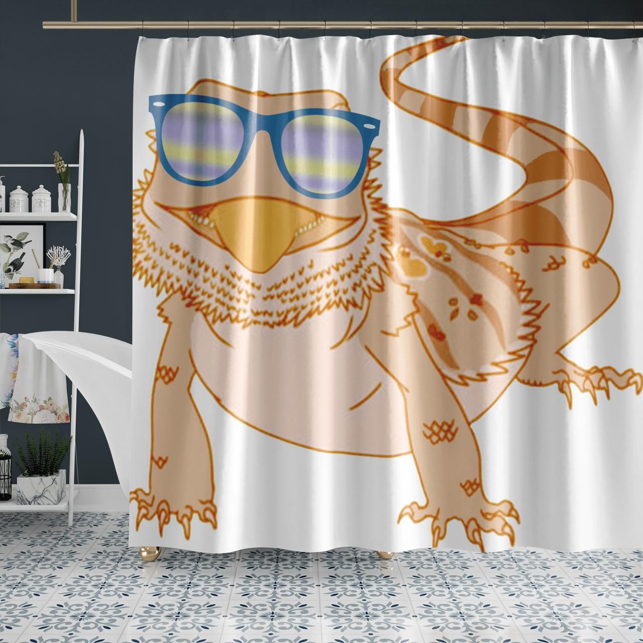 Bear Cute Wearing Glasses Shower Curtain