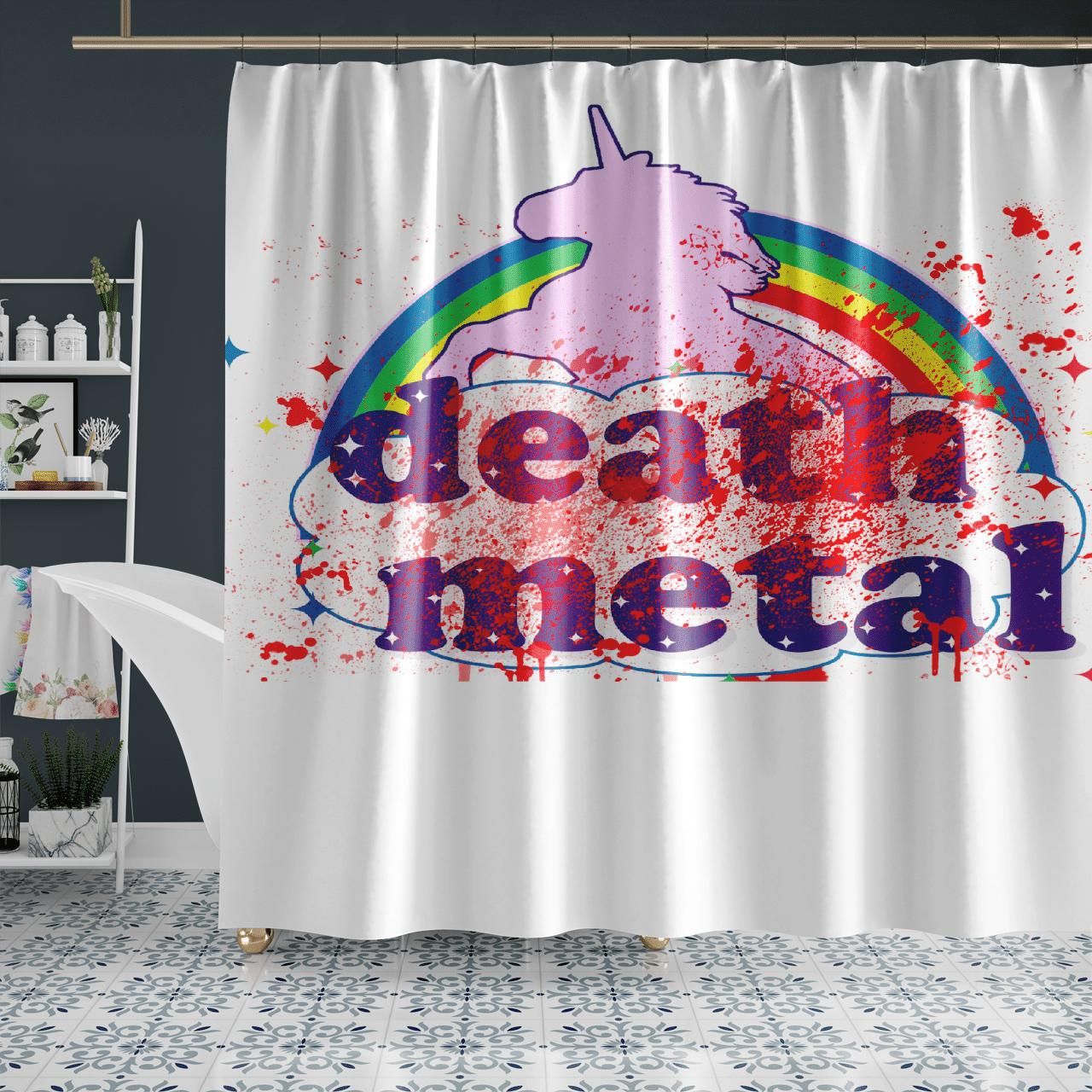 Unicorn Death Metal Shower Curtain