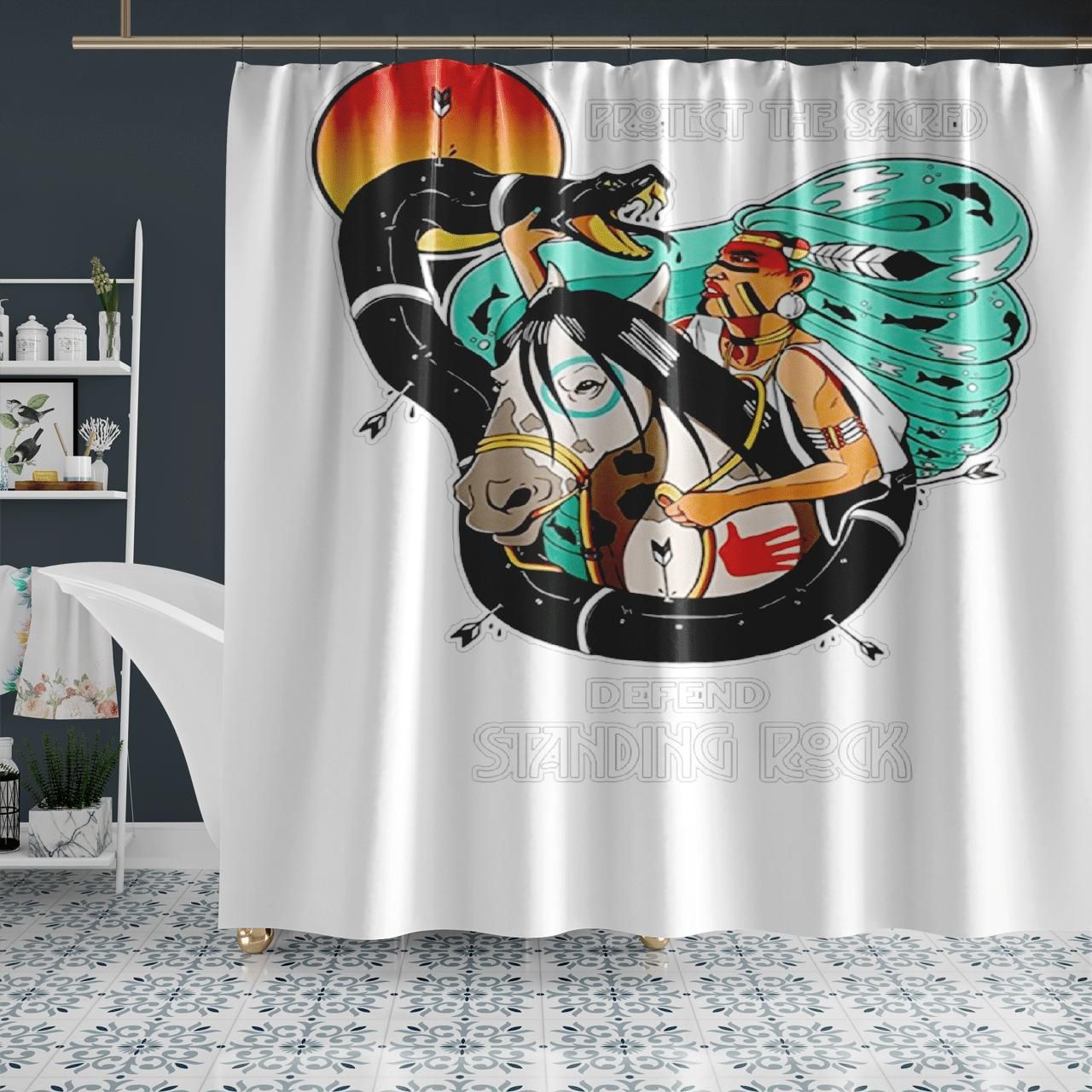 Protect The Sacred Defend Standing Rock Unique Design Shower Curtain