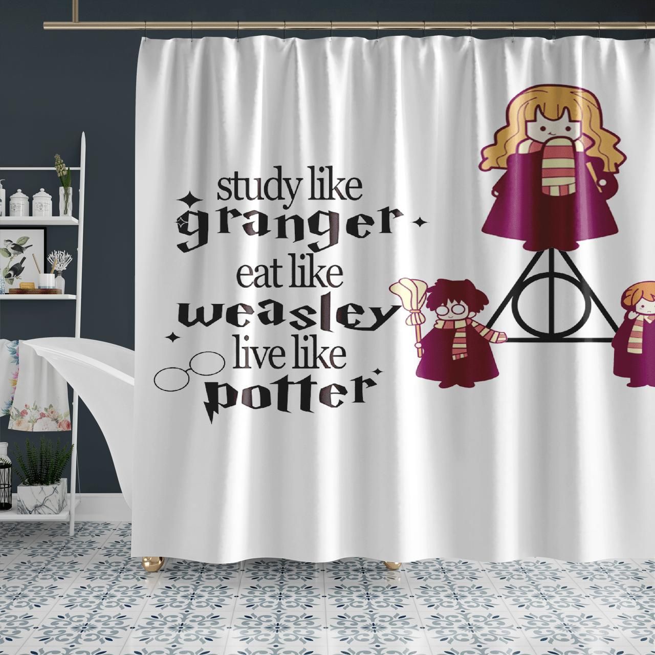 Stydy Like Granger Eat Like Weasley Shower Curtain