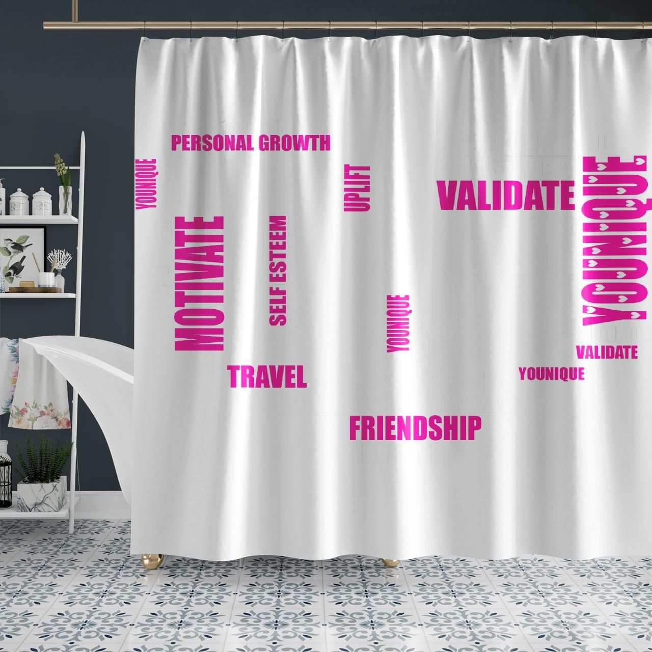 Love You Motivate Younique Personcal Growth Shower Curtain