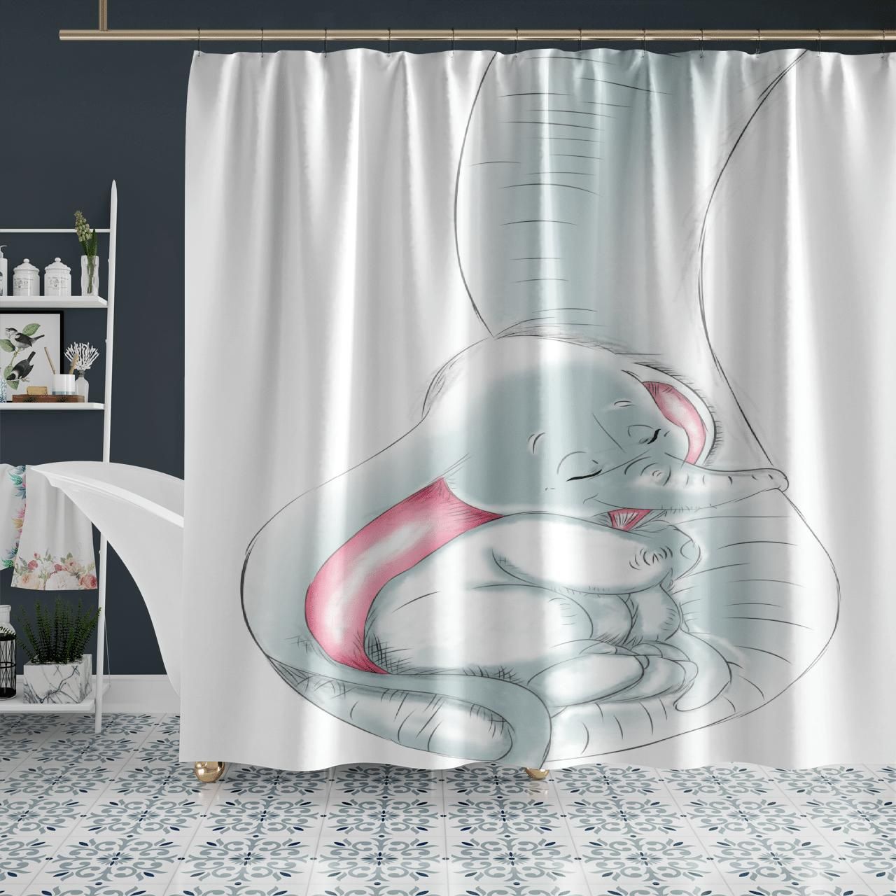 Little Elephan Cute Painting Shower Curtain
