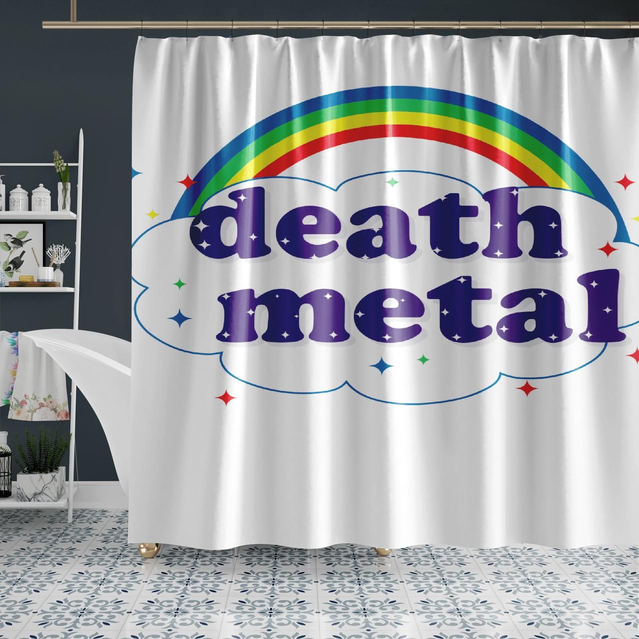 Death Metal Rainbow Trending Design Shower Curtain