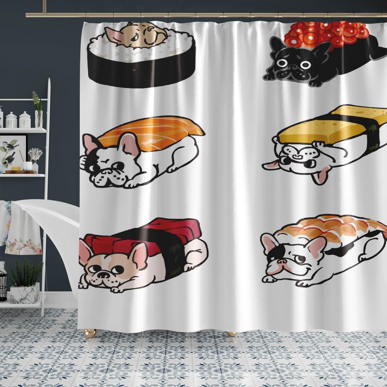 Cute Sushi Gift For Animal Lovers Shower Curtain