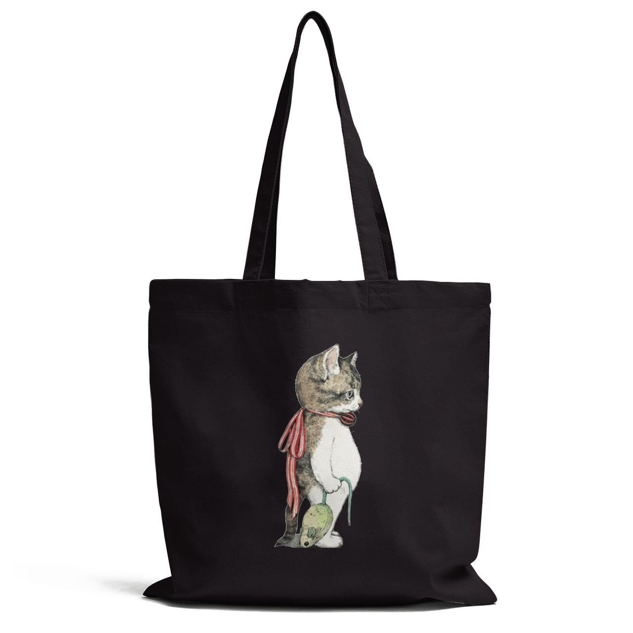 Cat Holding Mouse Tote Bag
